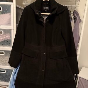 BGSD black & dark gray wool blend coat